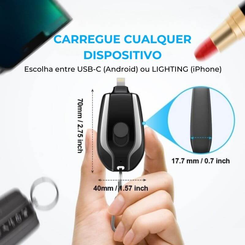MINI CARREGADOR PORTÁTIL PARA CHAVEIROS - MINIPOWER™
